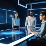 Home 9 멀티미디어 분야 창업 아이디어 - **"A bustling, brightly lit, futuristic creative studio where a diverse group of people, dressed in ...